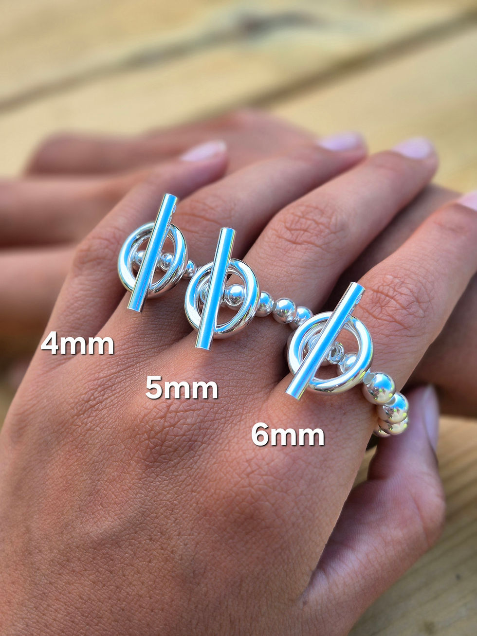 Miniature : Lou - Bague argent 925 - fermoir T - 3 tailles de perles au choix