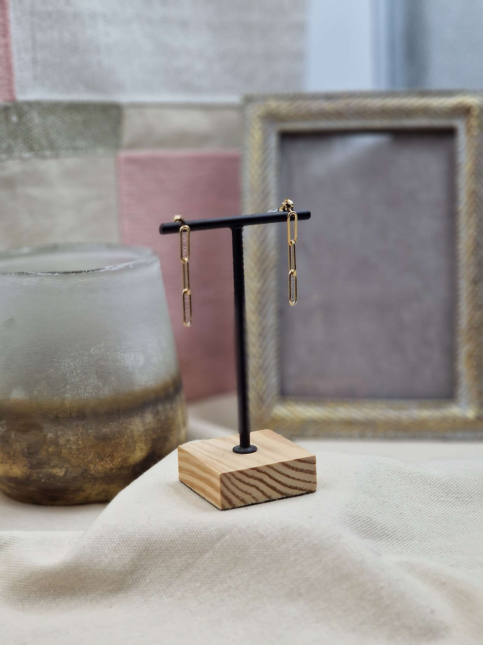 Miniature : Boucles mailles rectangles gold-filled 