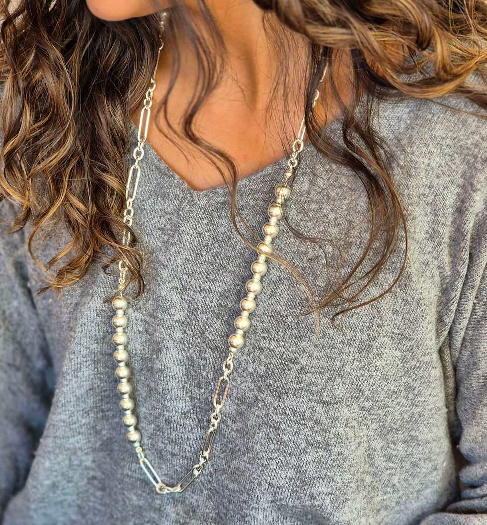 Miniature : Collier double rangs chaîne et boules