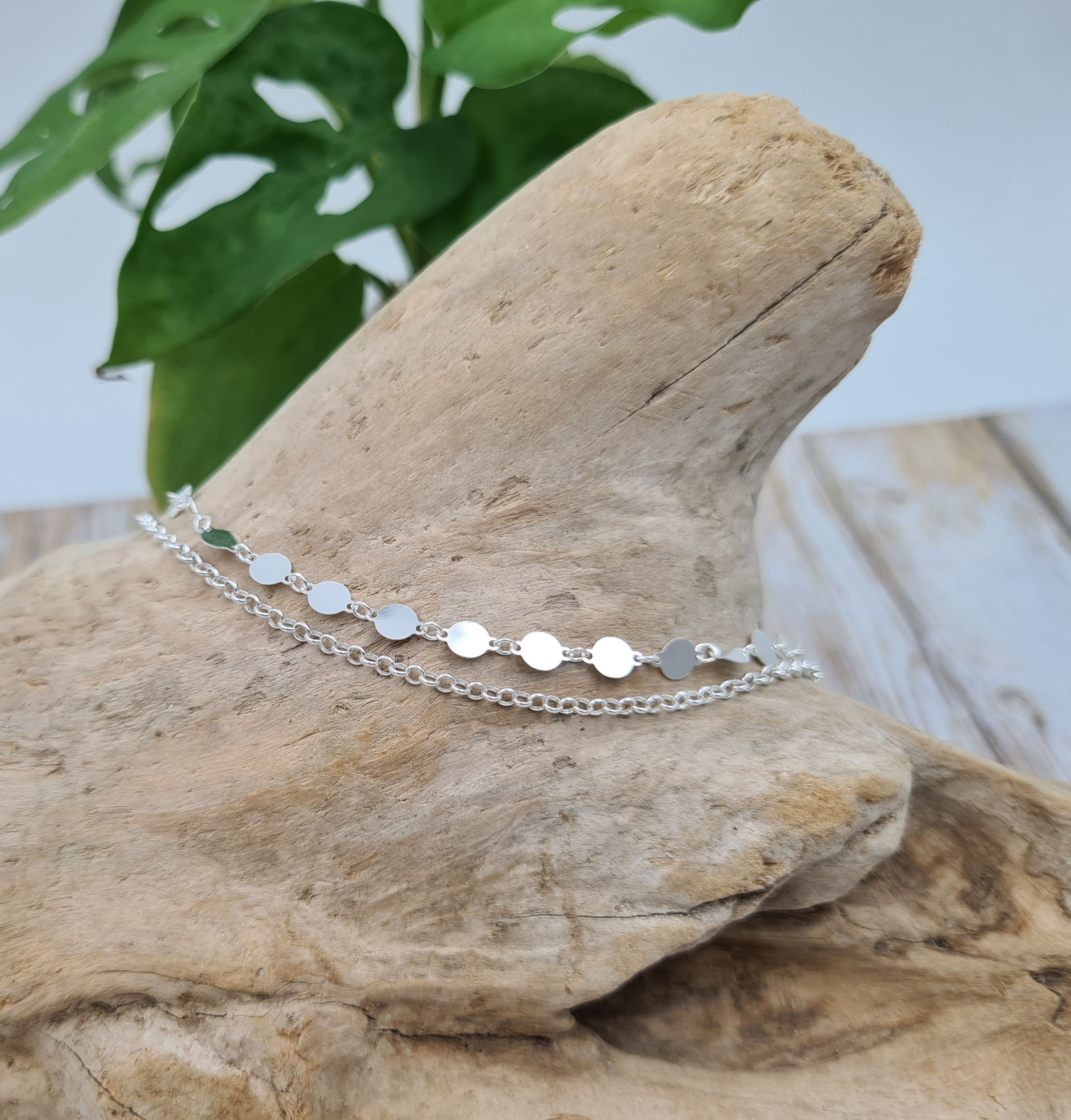 Chaîne de cheville double rang en argent 925 