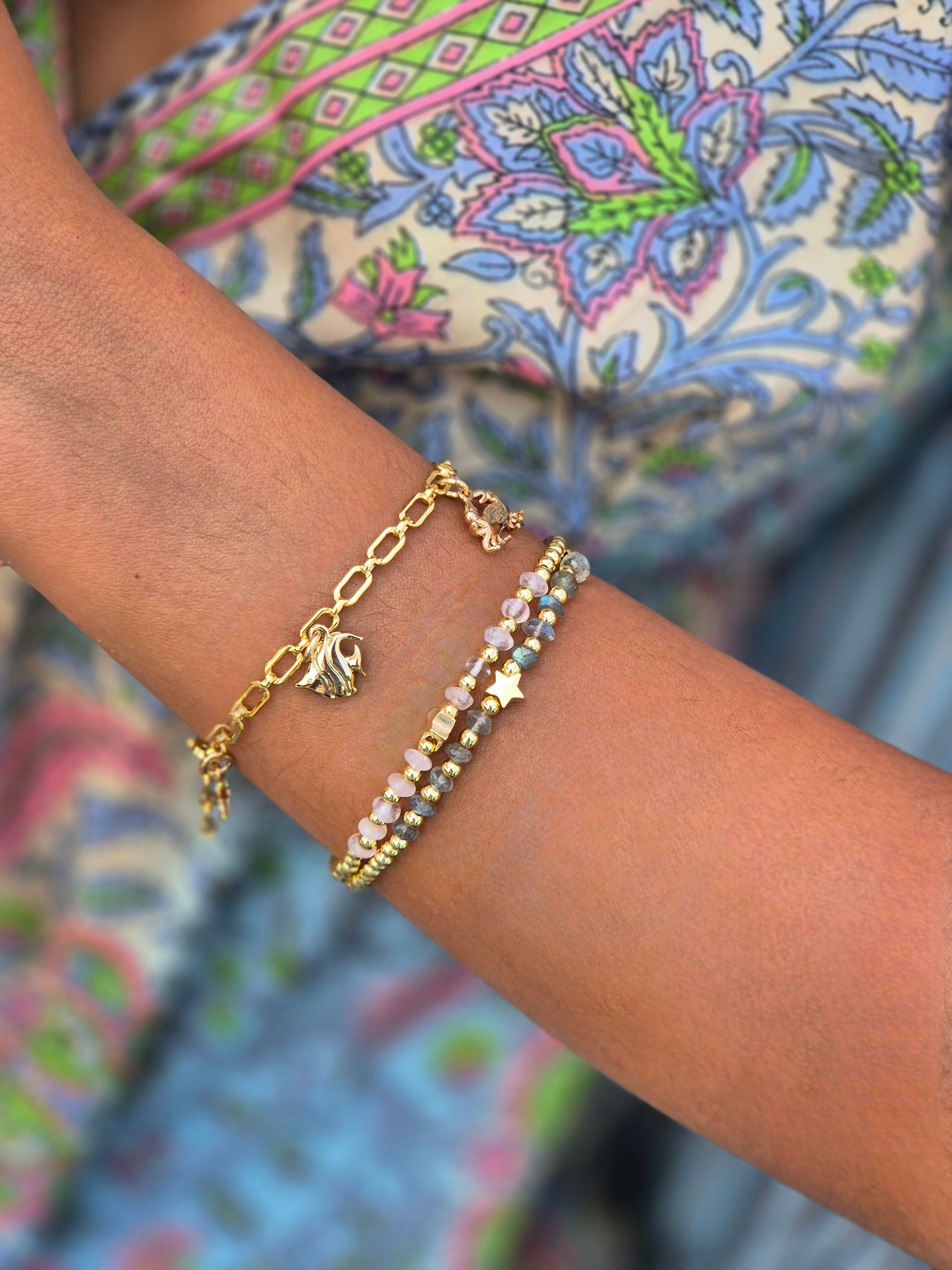 Bracelet charms plage gold filled-  5 pendentifs  