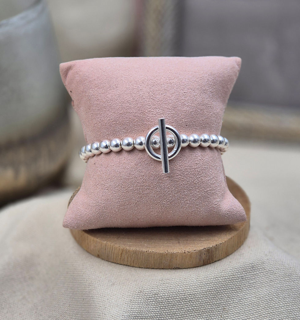 Miniature : Arsène - Bracelet argent - anneau Toggle sans pendentif (4 tailles de perles)
