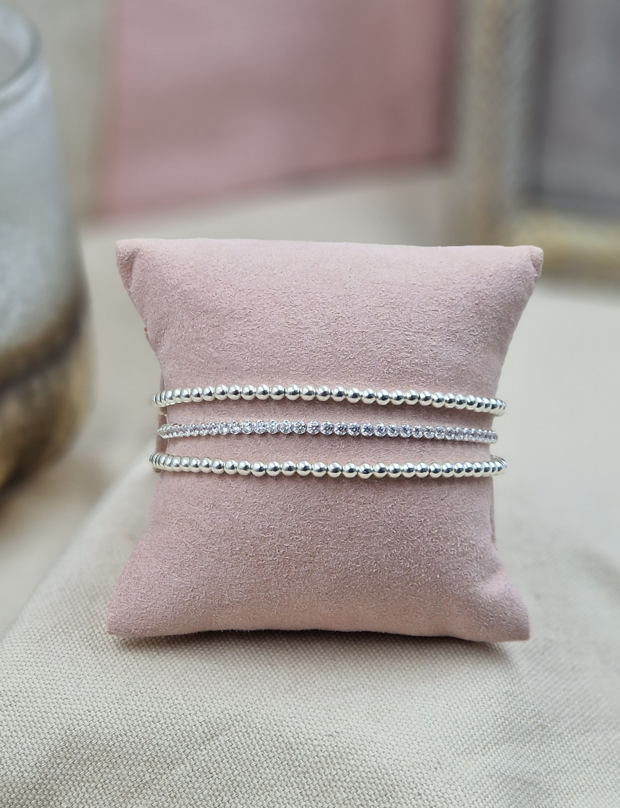 Bracelet "tennis" argent - 3 rangs  Perles 3mm 