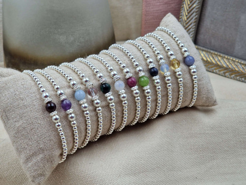 Bracelet Bébé Argent 925 Pierre De Naissance Juillet – Rubis & Ange Gardien – Cadeau Baptême