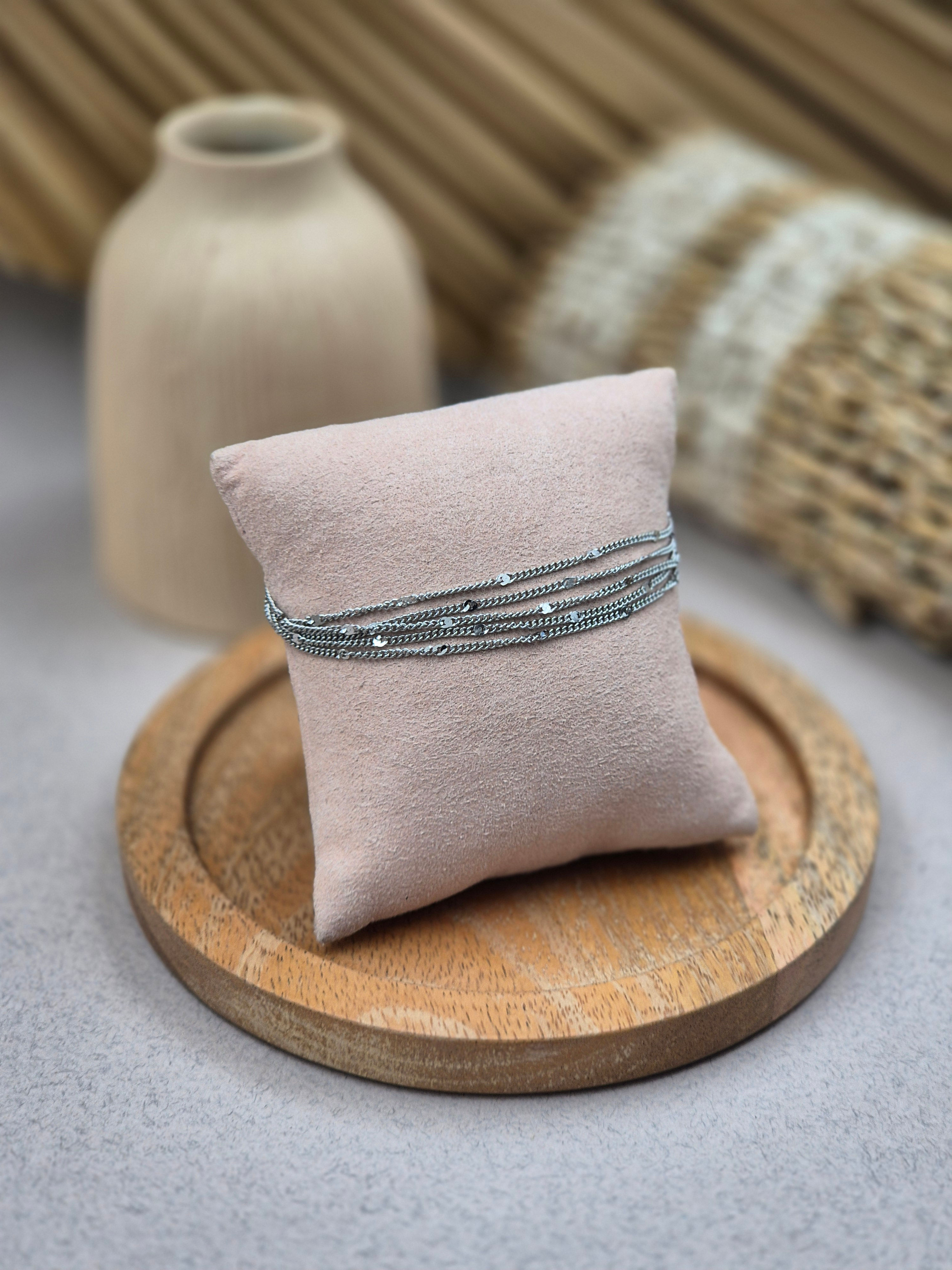 Bracelet chaine multirangs - Acier inoxydable argenté