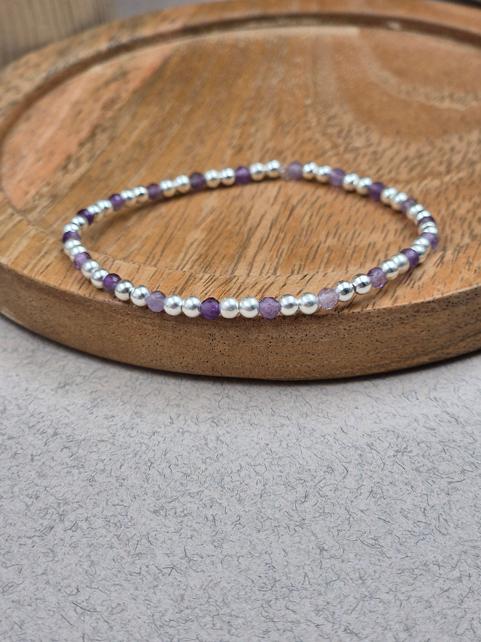 Miniature : Bracelet perles et pierres fines 3mm