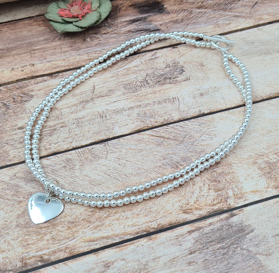 Miniature : Collier ras du cou double rang de perles 4mm argent 925 - pendentif au choix