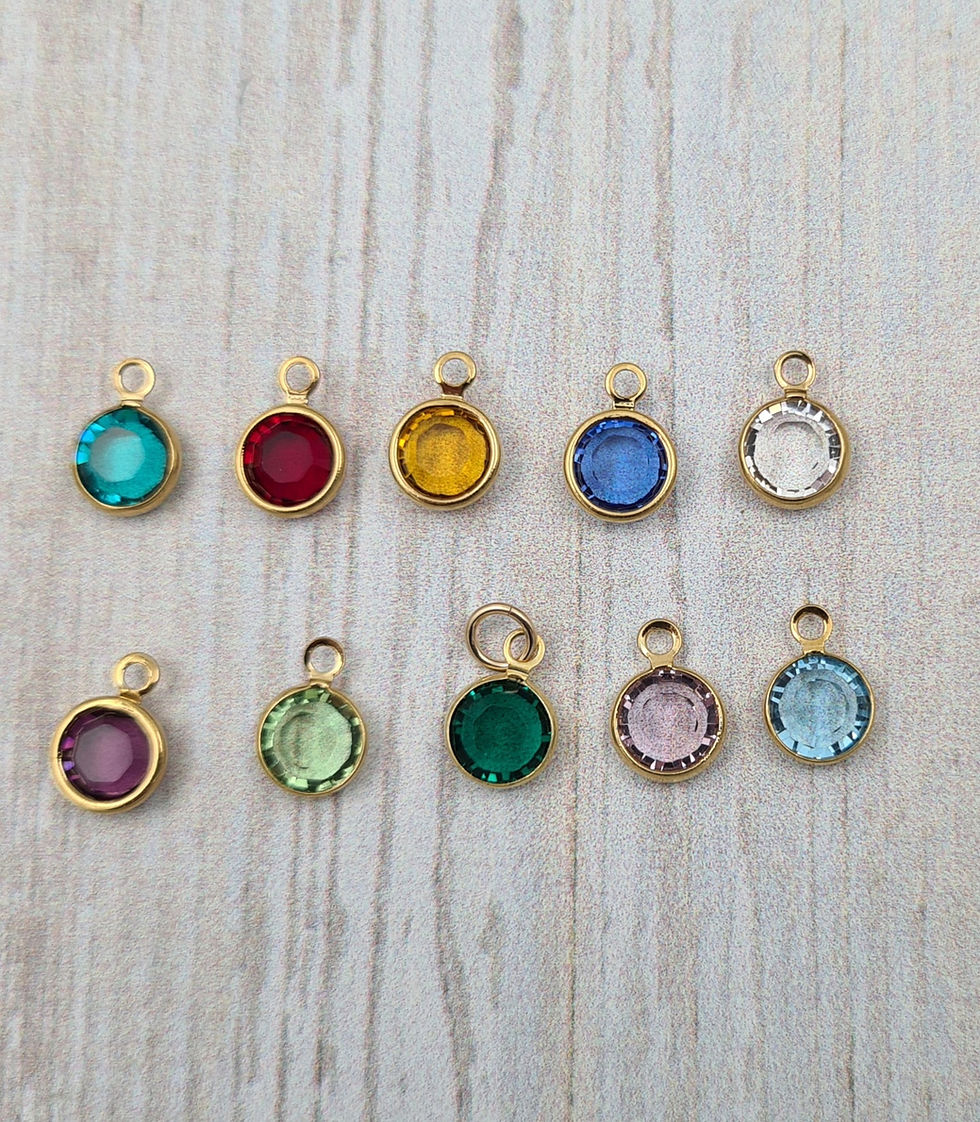 Miniature : Bracelet gold-filled - Perles 3mm - pendentif cristal swarovski