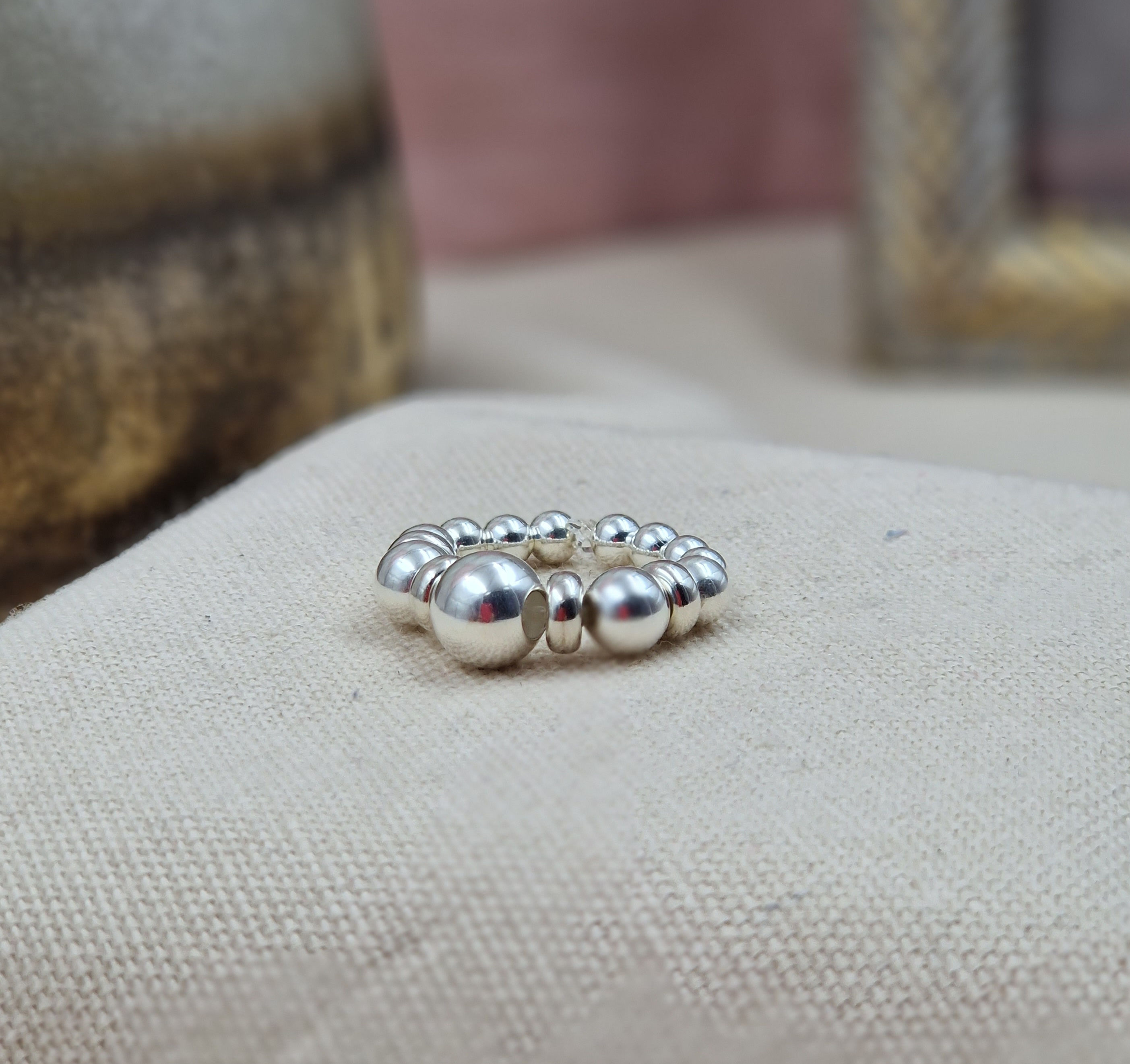 Bague perles multi tailles et rondelles