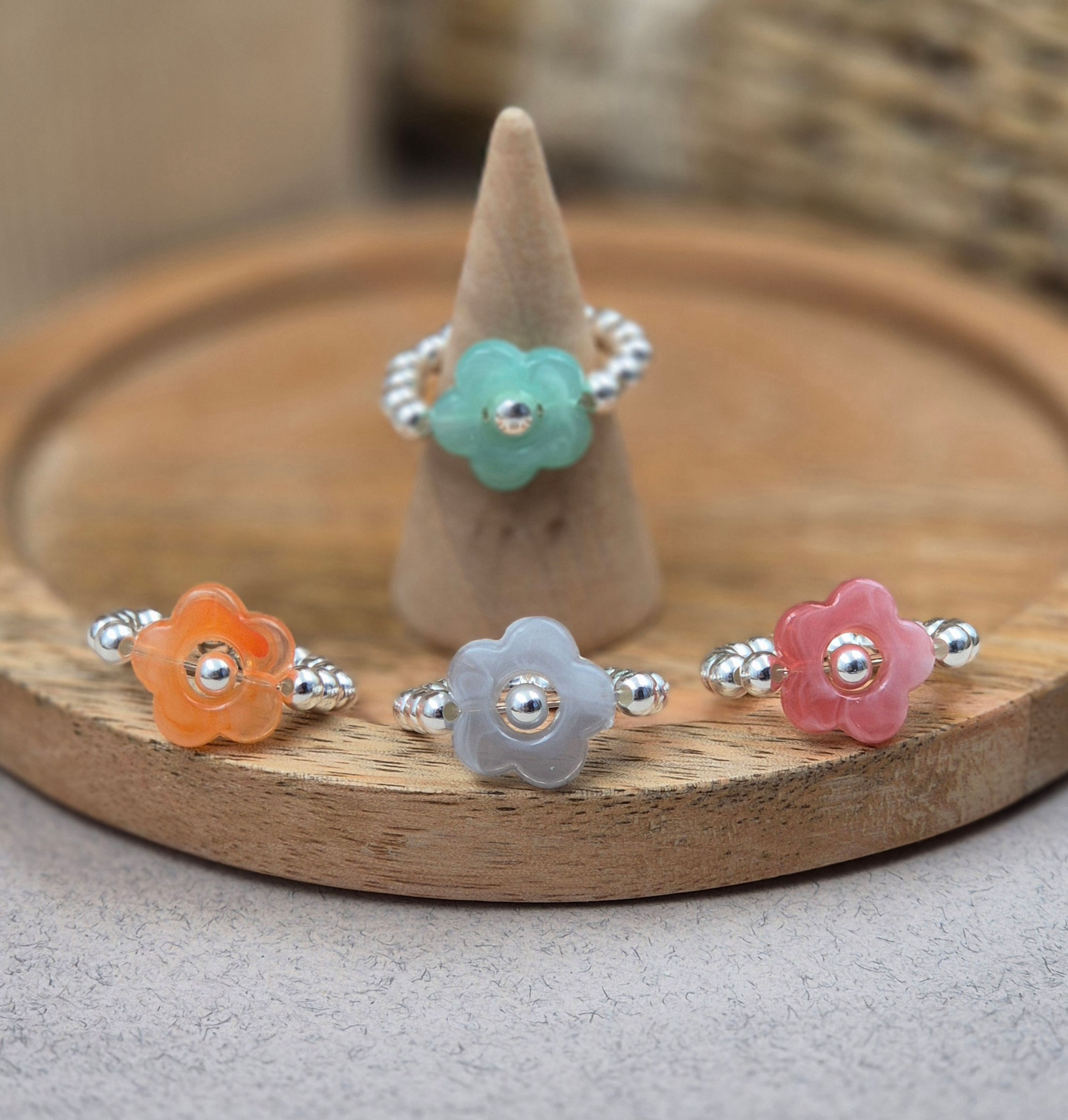 Bague argent 925 - perle fleur