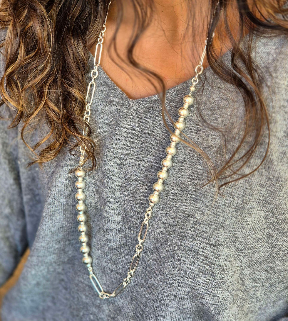 Miniature : Collier double rangs chaîne et boules