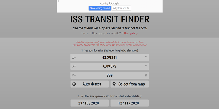 ISS Transit Finder