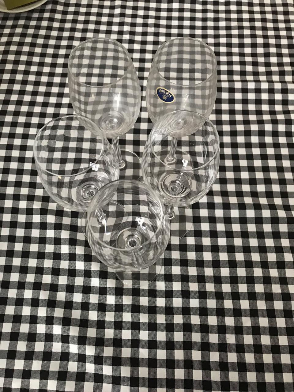 Miniatura: 5 taças para vinho de cristal - Bohemia