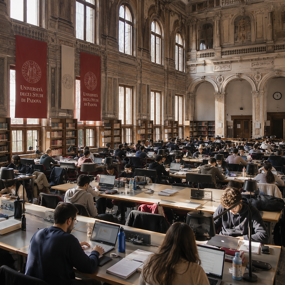 Biblioteca movimentada da Universidade de Pádua