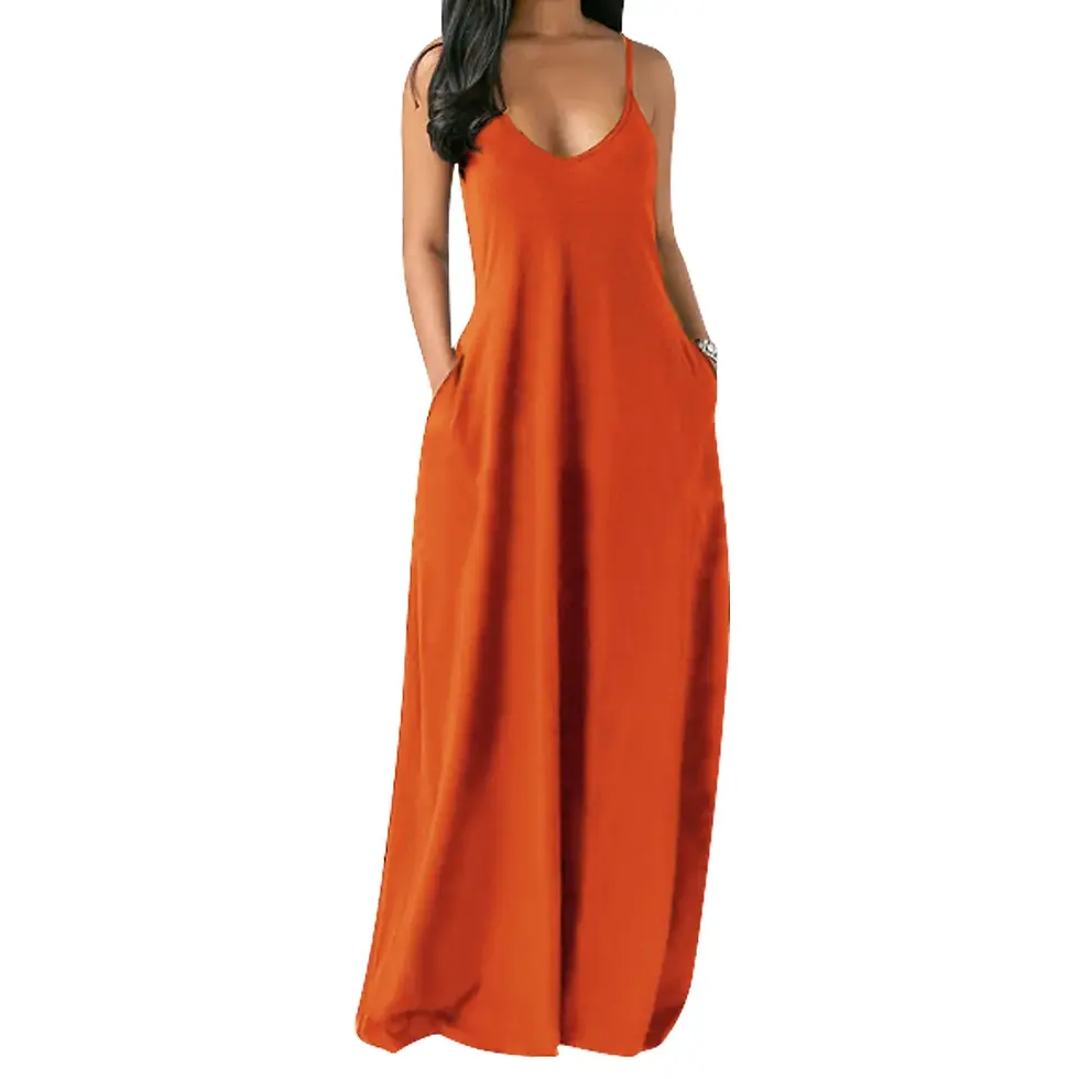 Thumbnail: Women’s Casual Summer Sleeveless Maxi Dress with Pockets Beachwear