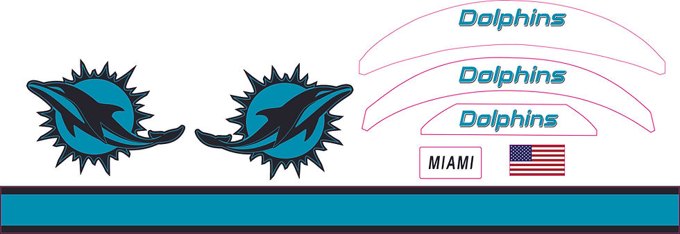 Thumbnail: Dolphin Lunar Mini Size Football Helmet Decals