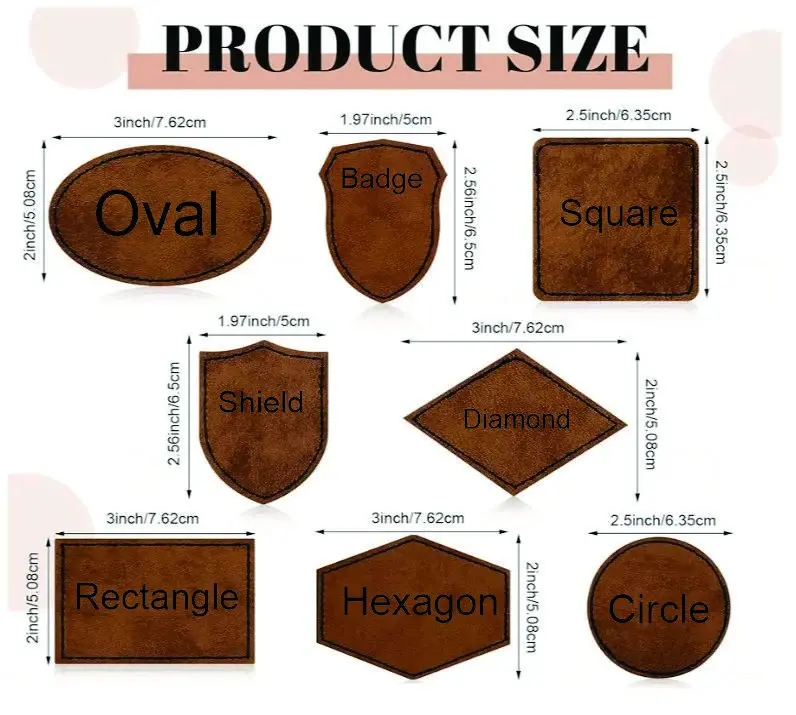 Thumbnail: Black/Silver Leatherette Blank Set of 15 Adhesive Backed Patches