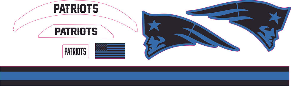 Thumbnail: Patriot Royal/Black Inspired Mini Football Helmet Decals