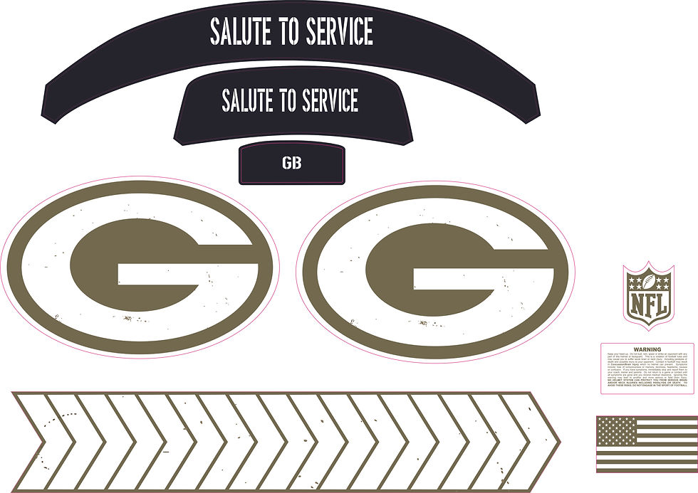 Thumbnail: GB STC Inspired Full Size Football Helmet Decals