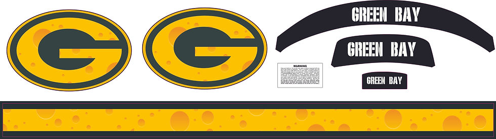Thumbnail: Packer Cheese Inspired Full Size Football Helmet Decals