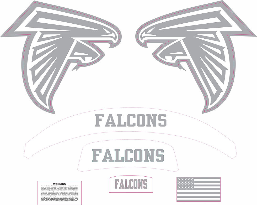 Thumbnail: Iced Falcon Inspired Full Size Football Helmet Decals with Bumpers