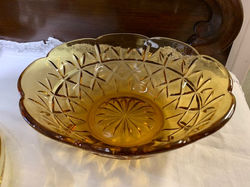 Vintage Amber Glass Serving Bowl.