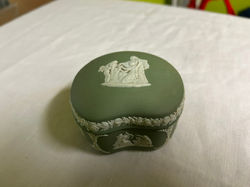 Vintage Wedgwood Jasperware Trinket Dish with Lid, kidney shape