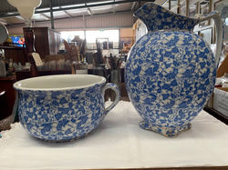 antique jug and chamber pot mosaic printed pattern w & c 1