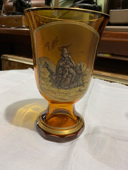 Vintage Brown Amber Glass Goblet.