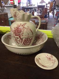 Antique Jug, Bowl and Soap Dish.