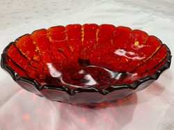 Vintage Large Red Glass Fruit Bowl.