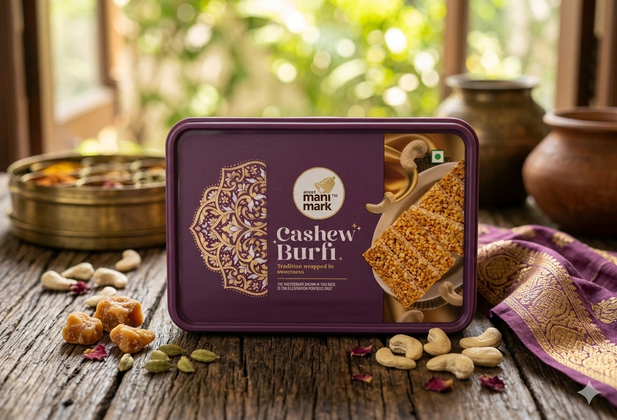 GOLDEN CASHEW BURFI- 6 pcs