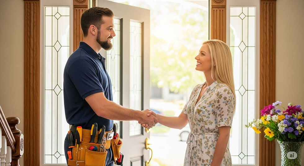 Professional handyman from Best Lakeland Handyman LLC shaking hands with a happy customer