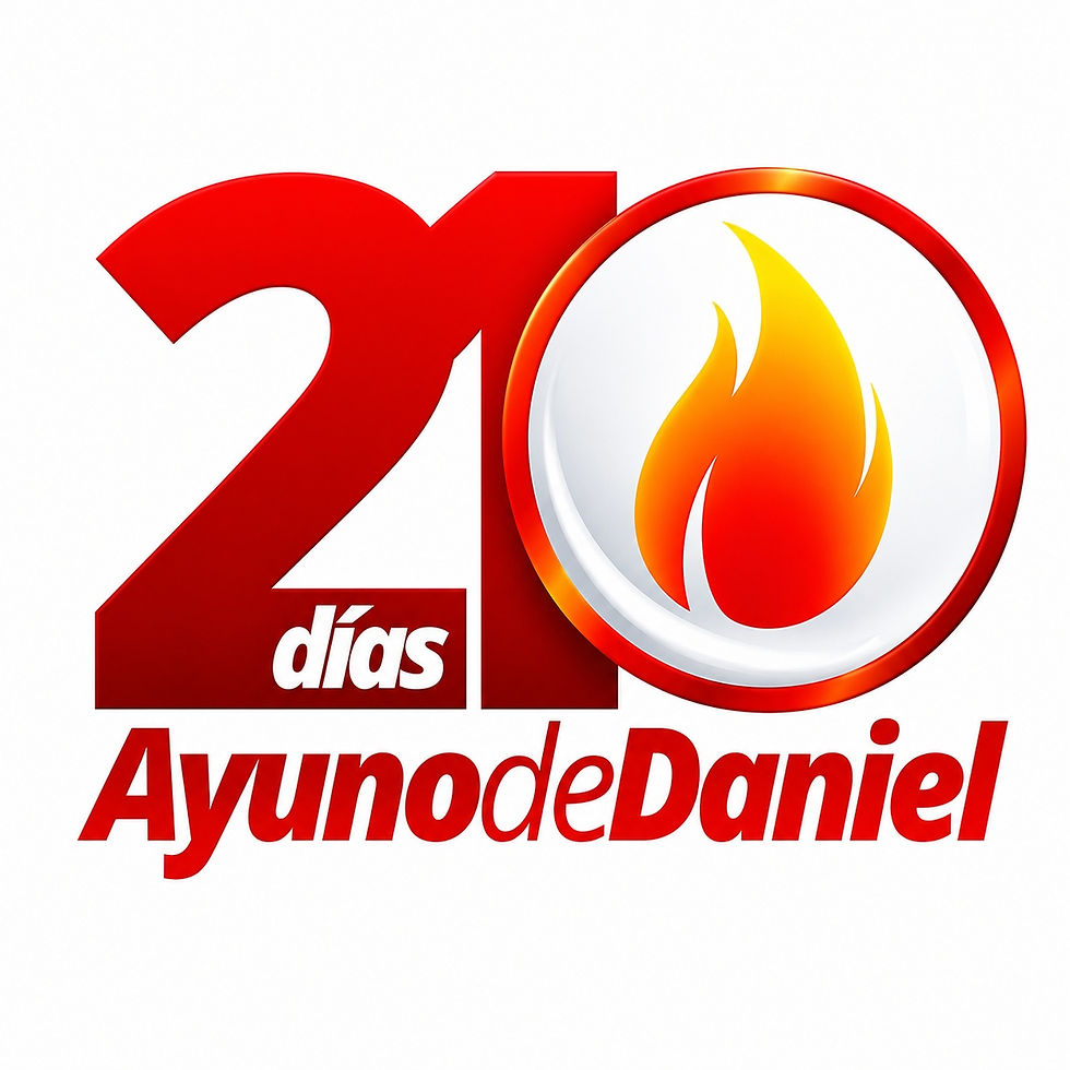 Logotipo del “Ayuno de Daniel de 20 días” con un gran número 20 en color rojo, la palabra “días” en blanco dentro del número, una llama en tonos amarillo, naranja y rojo dentro del cero, y el texto “Ayuno de Daniel” en rojo sobre un fondo blanco.