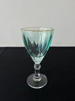 0963 - Taça Agua Verde Fio Dourado