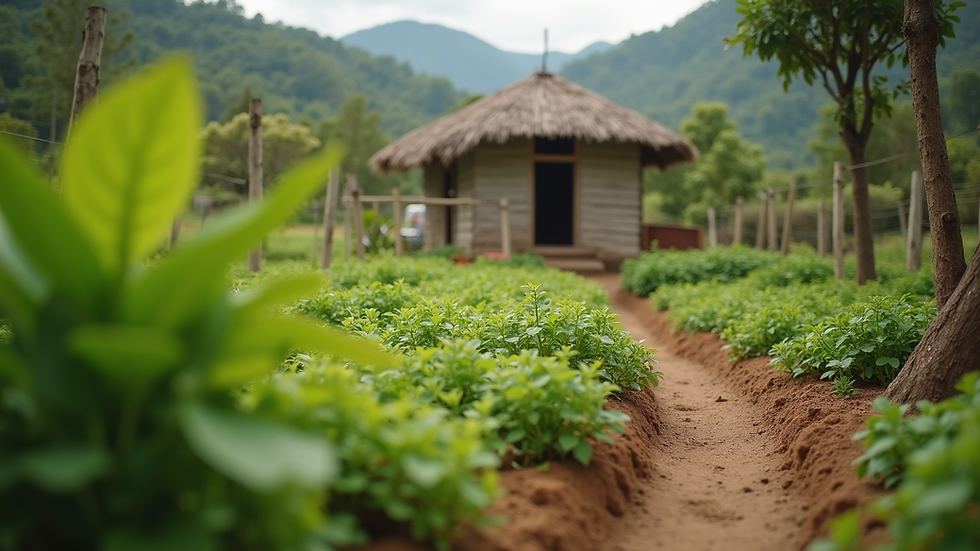Eye-level view of a community garden in Ecuador