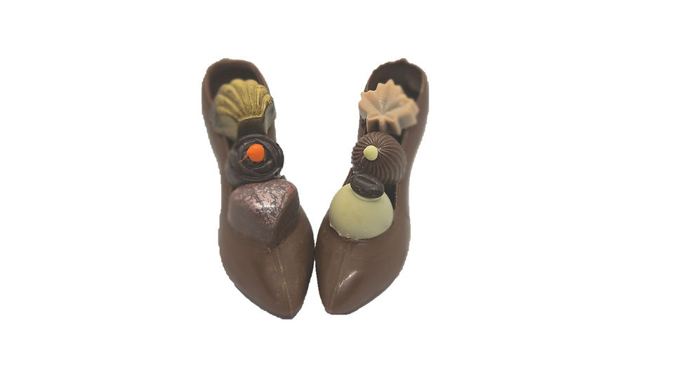 Thumbnail: Pair of Handmade Chocolate Shoes with 6 Handmade Chocolates. Various types.