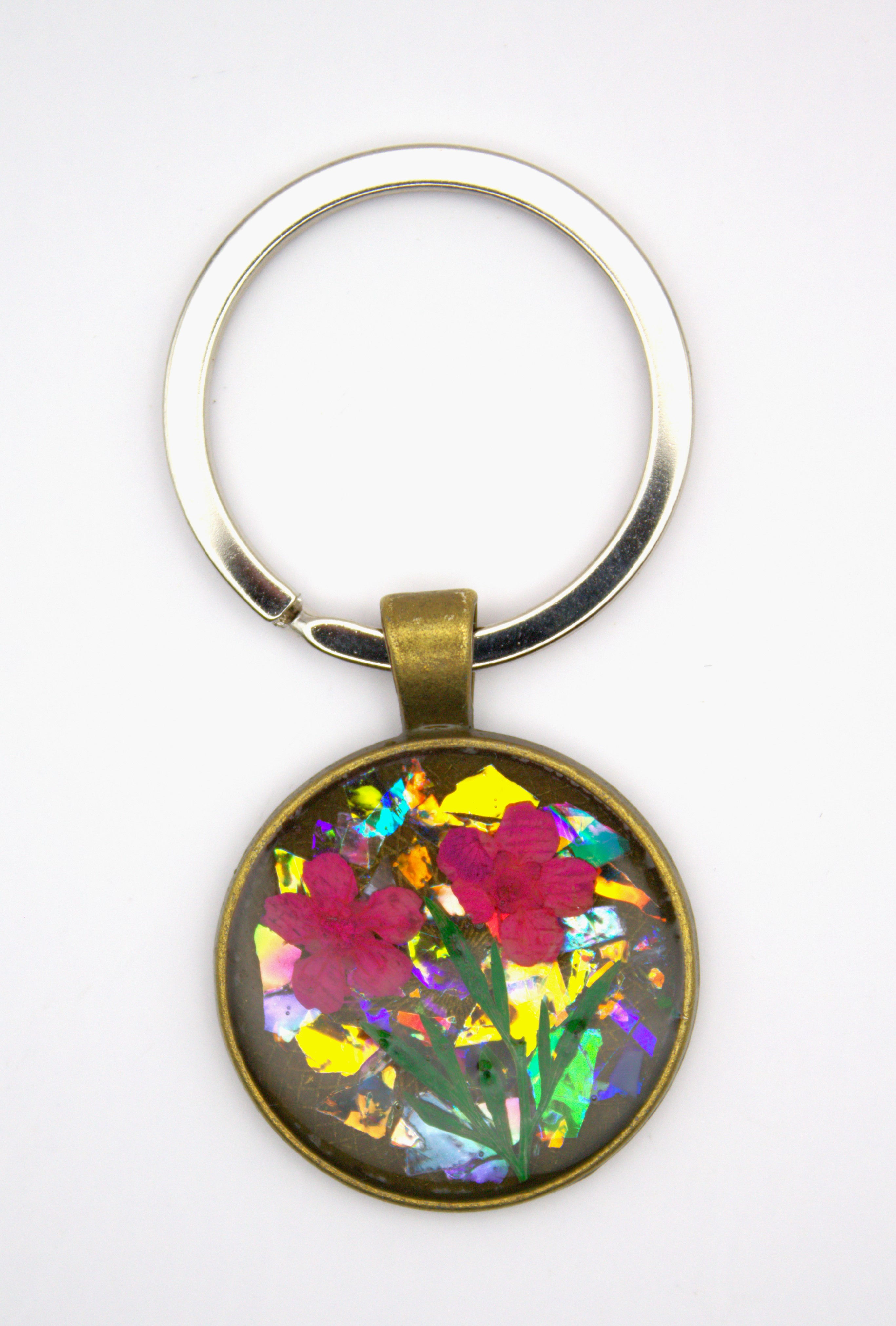 Pressed flower resin Key Charm