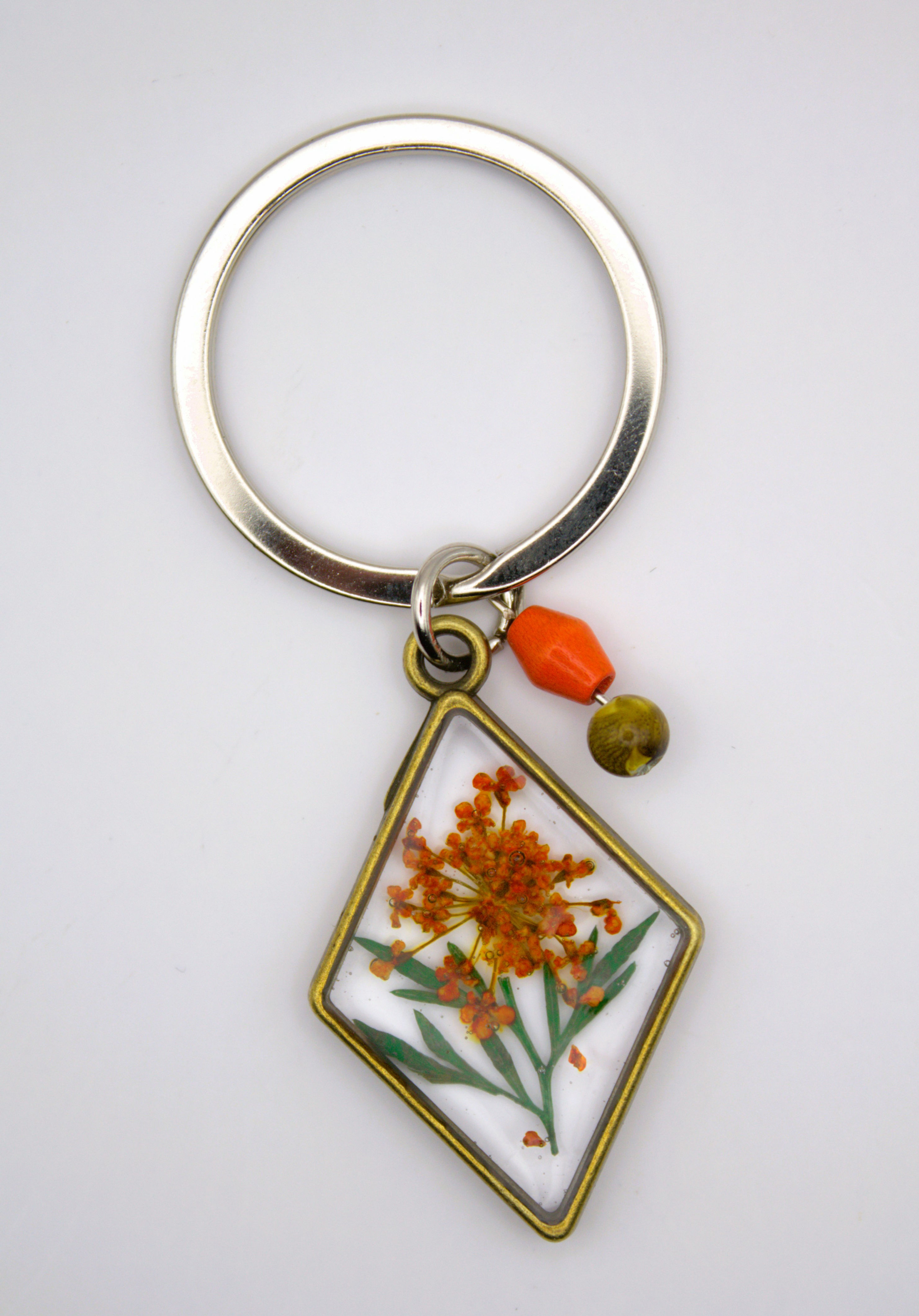 Pressed flower resin Key Charm