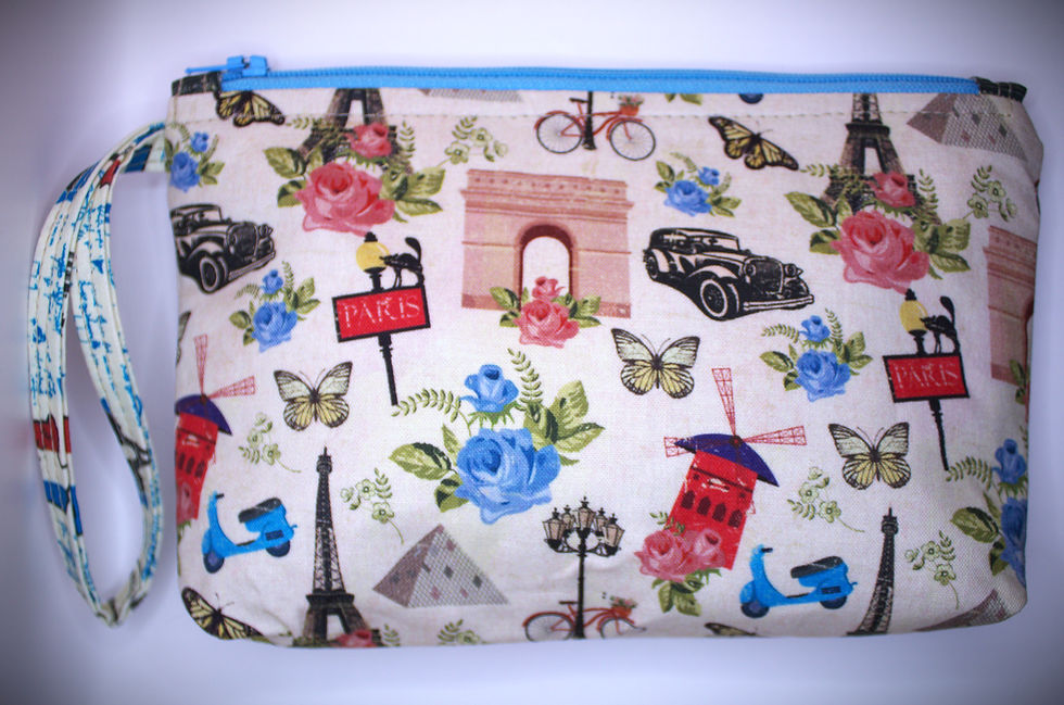 zippered wristlet handbag paris iconic print