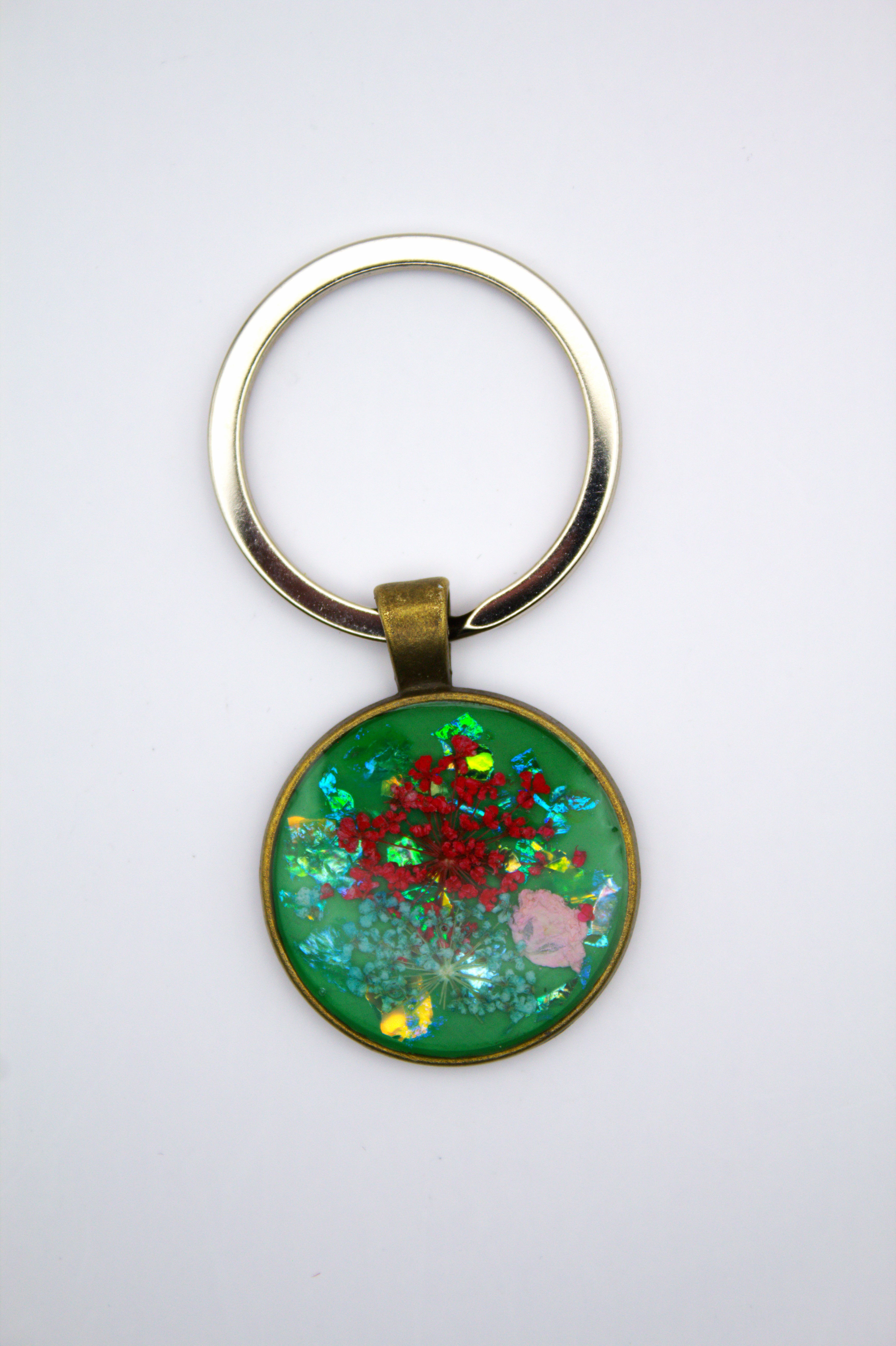 Pressed flower resin Key Charm