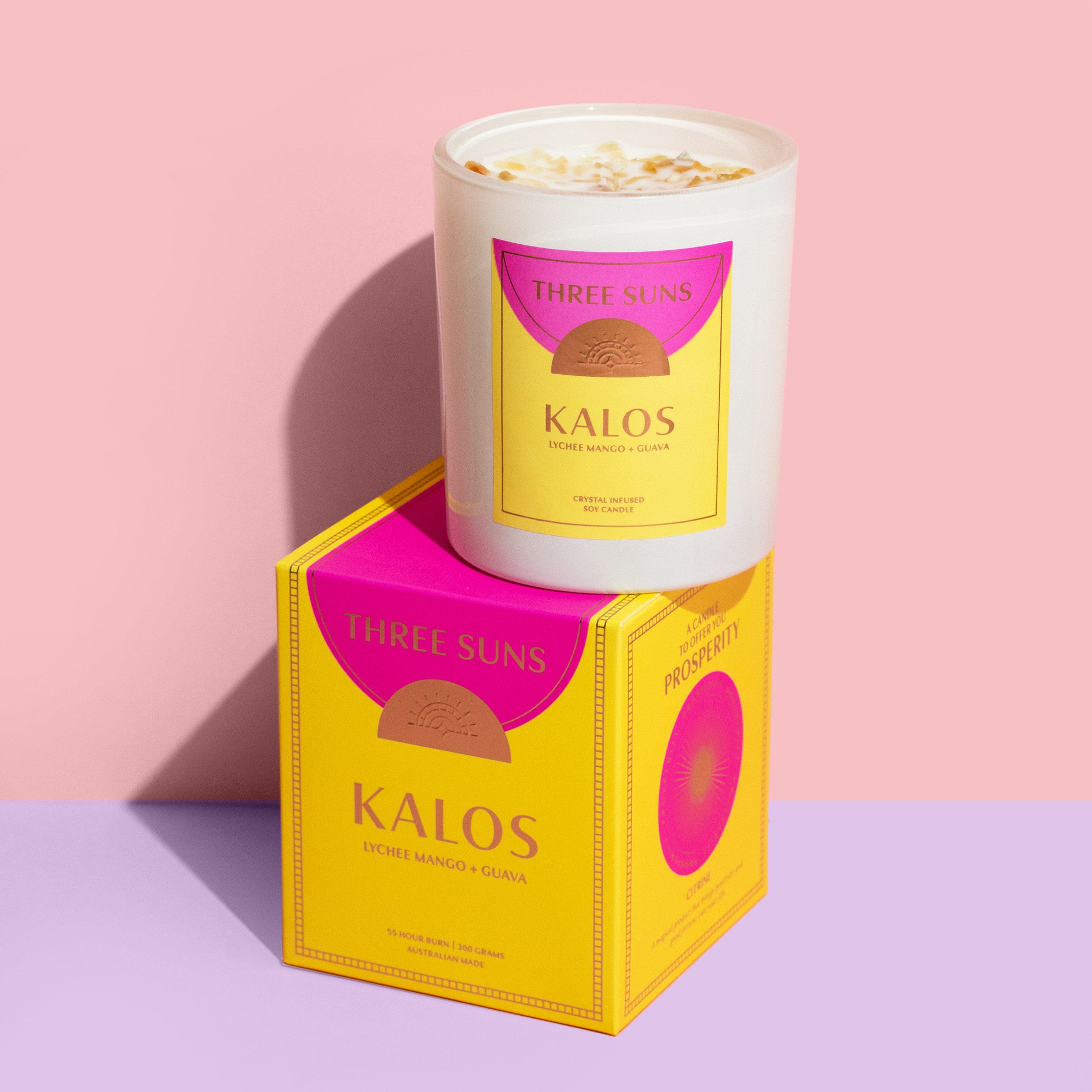 KALOS | Crystal Candle of Prosperity | Lychee Mango & Guava