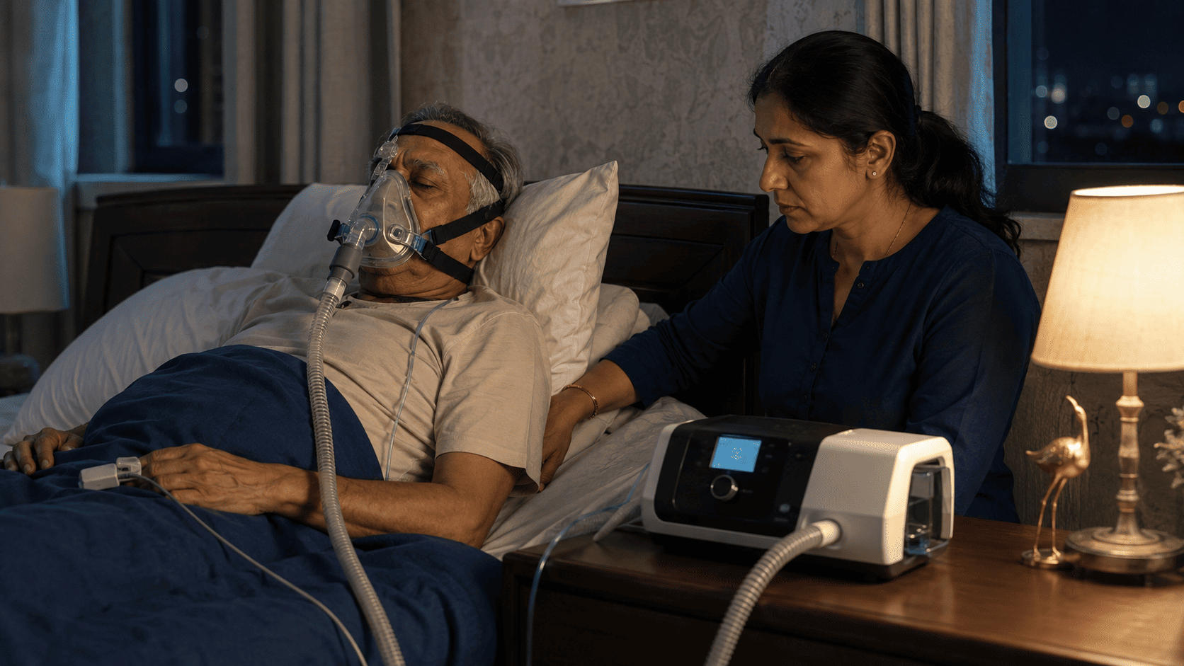 BiPAP machine used for COPD respiratory support at home
