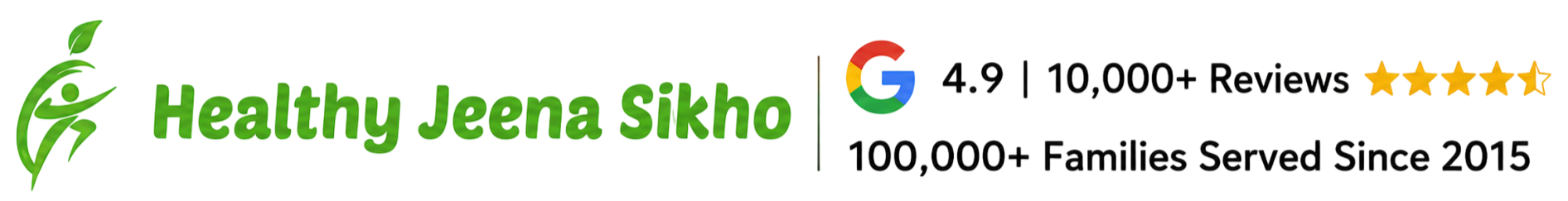 Healthy Jeena Sikho logo and Google rating