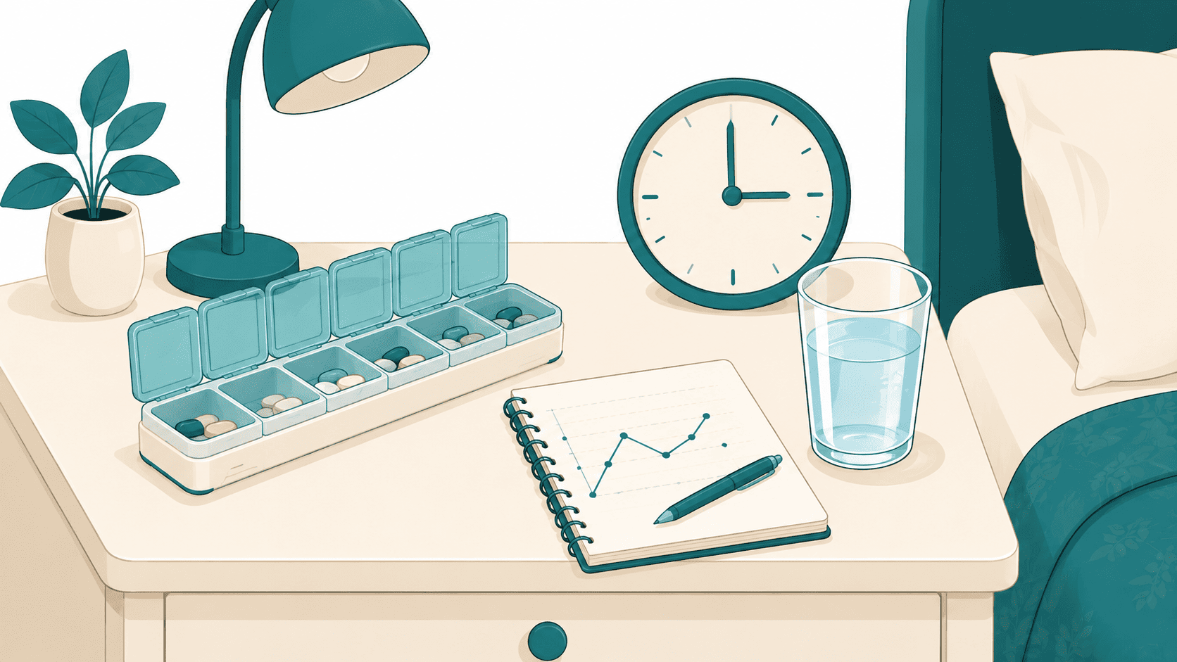 Cancer pain management at home with a prescribed medication schedule and pain diary