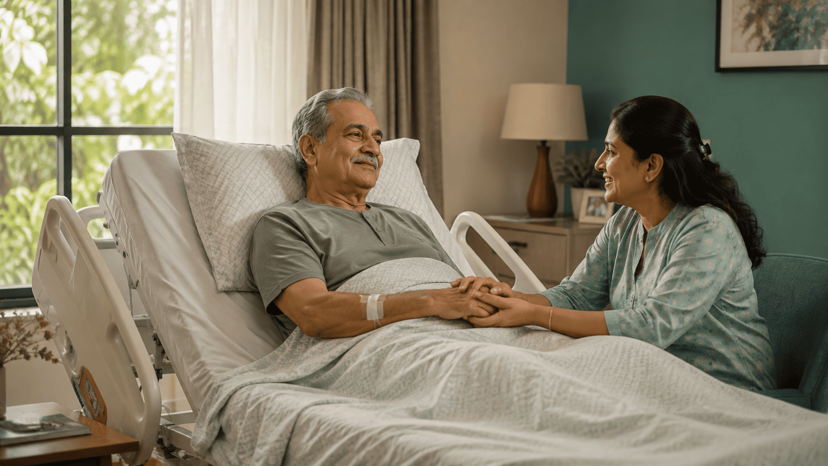 Stroke care at home with a family caregiver and hospital bed