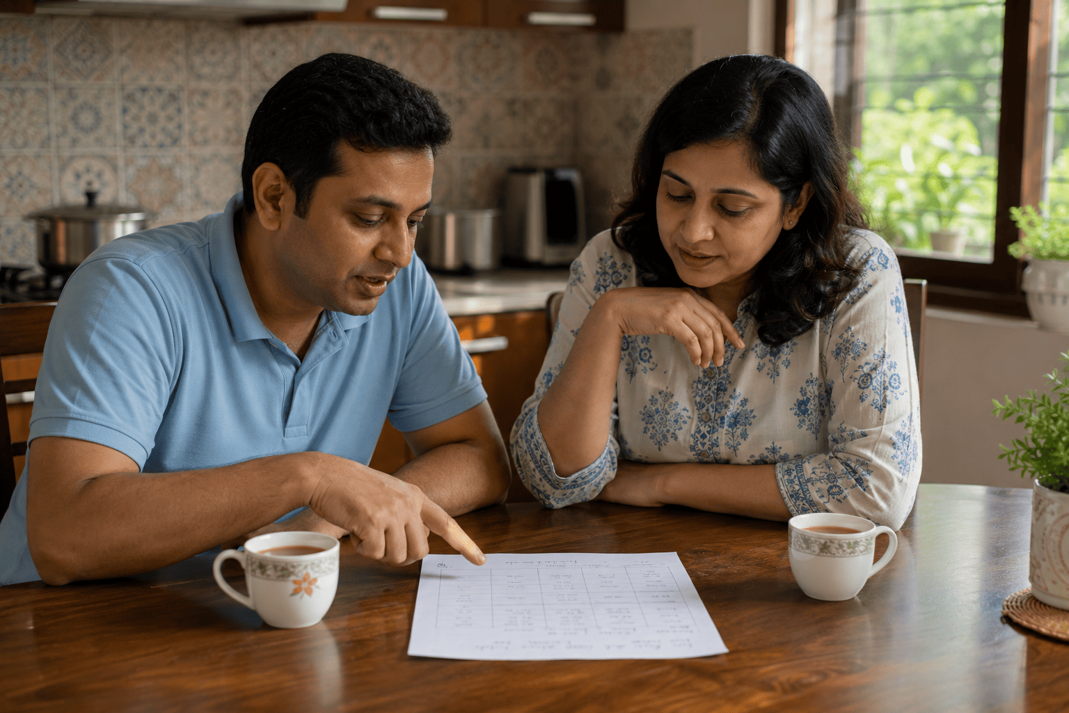 Family members sharing caregiving duties and taking a break together at home