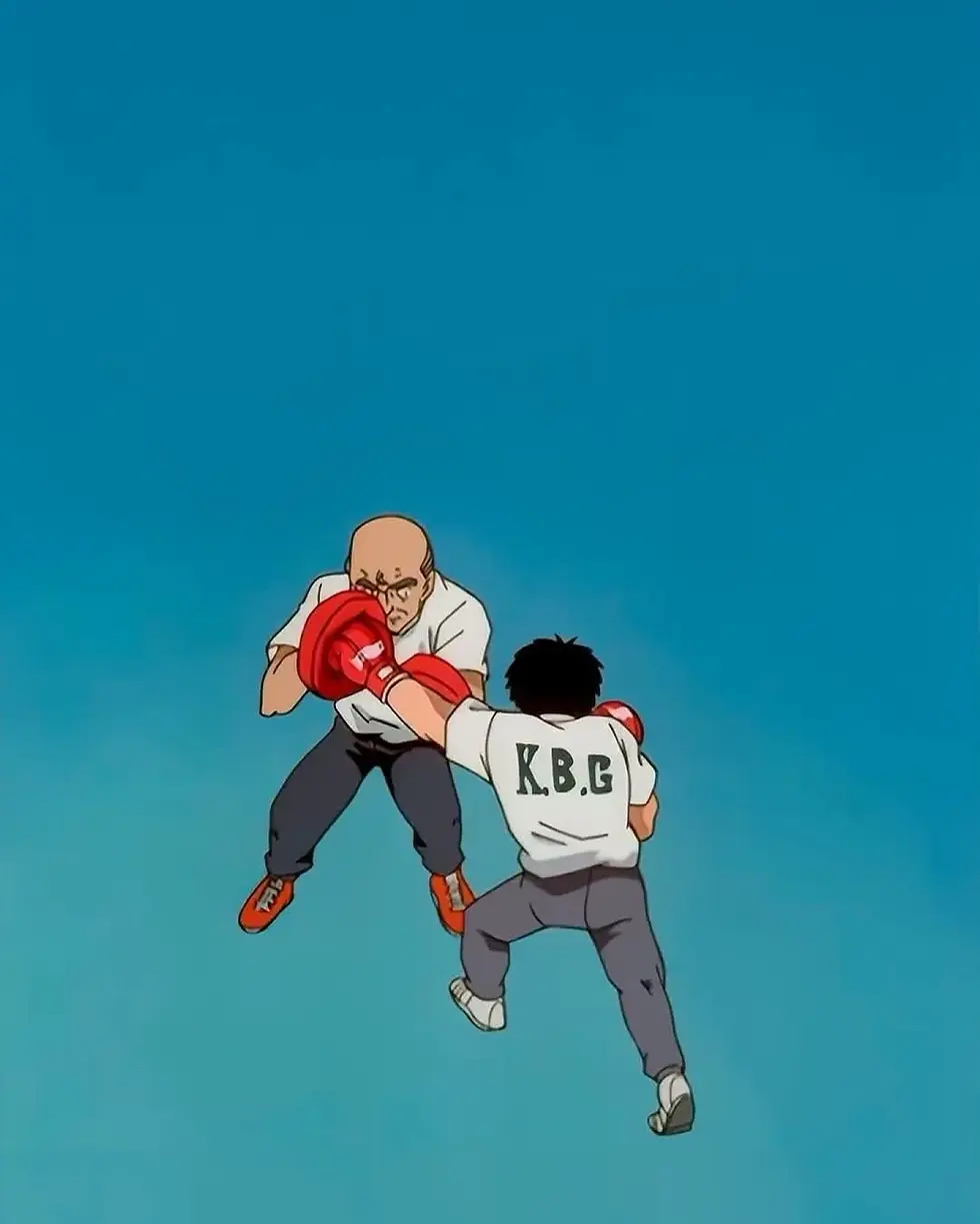Ippo trains with Kamogawa