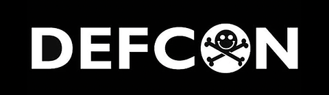 DEFCON logo with skull and crossbones smiley face