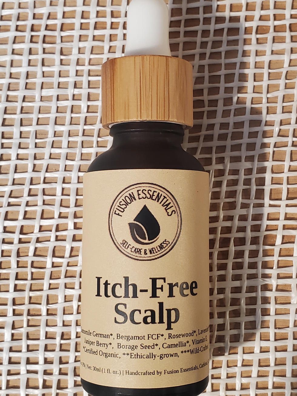Thumbnail: Soothe and nourish your itchy scalp with Itchy Scalp+ organic essential oil blend. Formulated for psoriasis, eczema scalpl